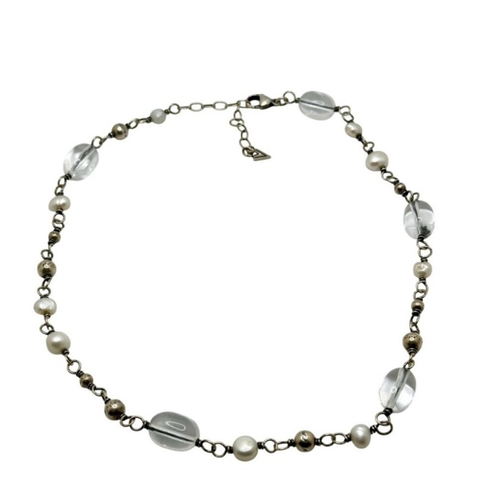 Silpada Necklace Sterling Silver Freshwater Pearl and glass beads N1602